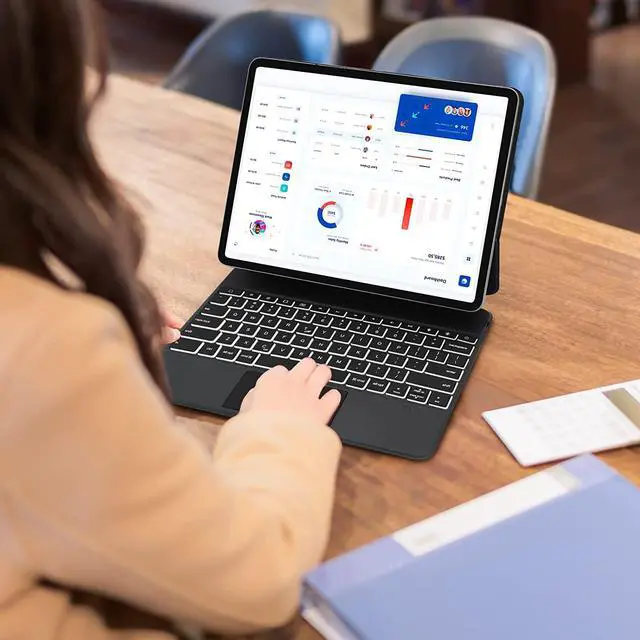 Alt view image 6 of 7 - Magic Keyboard for iPad Pro 12.9 2022 6th Gen / 2021 5th Gen / 2020 4th Gen / 2018 3rd Gen - Backlit Trackpad Keyboard Magnetic Folio Smart Stand Cover for iPad Pro 12.9" 6th & 5th & 4th & 3rd Gen