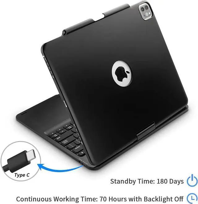 Alt view image 5 of 7 - Keyboard Case with Touchpad for iPad Pro 12.9 inch 6th Generation 2022 / iPad Pro 12.9 inch 5th Gen 2021 / 4th Gen 2020 / 3rd Gen 2018 Smart Touch 360 Rotation Backlit Bluetooth Cover with Pencil Hold