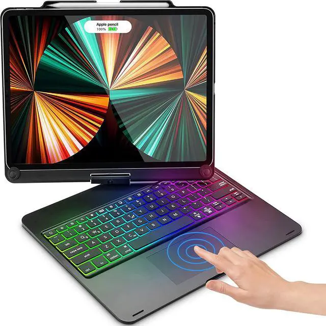 Main image of Keyboard Case with Touchpad for iPad Pro 12.9 inch 6th Generation 2022 / iPad Pro 12.9 inch 5th Gen 2021 / 4th Gen 2020 / 3rd Gen 2018 Smart Touch 360 Rotation Backlit Bluetooth Cover with Pencil Hold