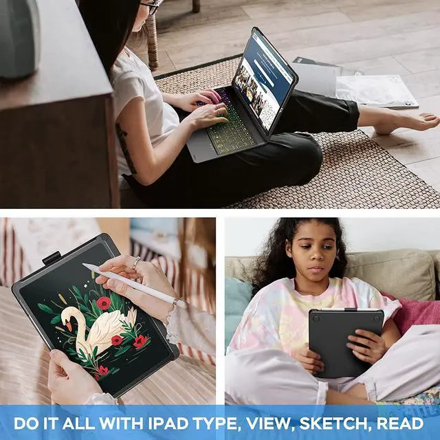Alt view image 7 of 7 - Wireless Touchpad Keyboard Case For iPad Pro 11 inch 2022 2021 2020/iPad Air 5 10.9 2022/Air 4 10.9 2022, 360 Swivel, Pencil Holder, 7 Colors Backlit for iPad Pro 11 inch 3rd 2nd 1st Gen & Air 5th 4th