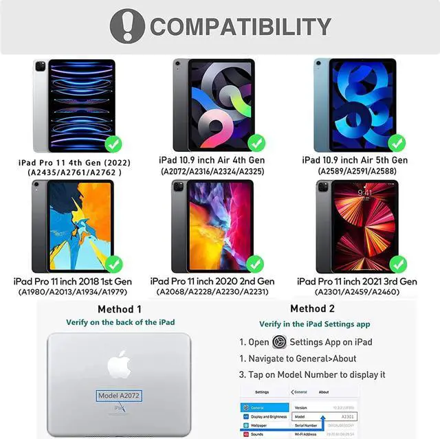 Alt view image 2 of 7 - Wireless Touchpad Keyboard Case For iPad Pro 11 inch 2022 2021 2020/iPad Air 5 10.9 2022/Air 4 10.9 2022, 360 Swivel, Pencil Holder, 7 Colors Backlit for iPad Pro 11 inch 3rd 2nd 1st Gen & Air 5th 4th