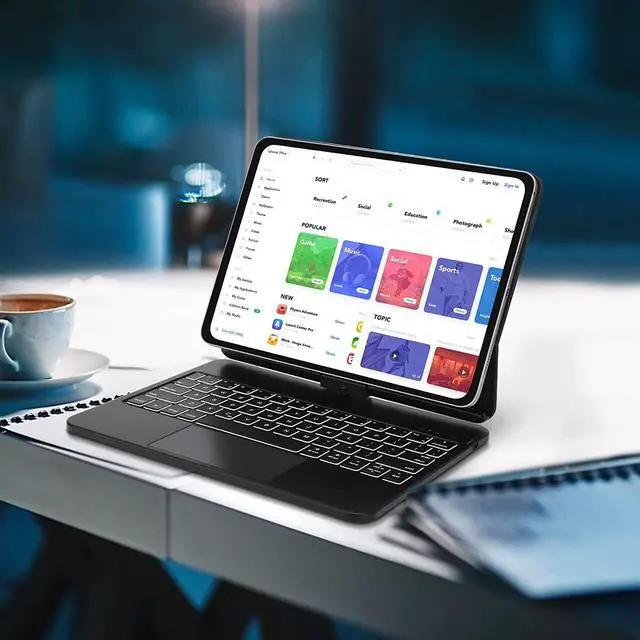 Alt view image 6 of 7 - Magic Keyboard Case for iPad Pro 11 inch 2022 2021 2020/iPad Air 5 10.9 2022/Air 4 10.9 2022 - Wireless Keyboard with Trackpad for iPad Pro 11 inch 3rd 2nd 1st Gen & Air 5th 4th, Rotatable Smart Cover