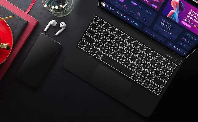 Alt view image 7 of 7 - Magic Keyboard Case for iPad Pro 11 inch 2022 2021 2020/iPad Air 5 10.9 2022/Air 4 10.9 2022 - Wireless Keyboard with Trackpad for iPad Pro 11 inch 3rd 2nd 1st Gen & Air 5th 4th, Rotatable Smart Cover