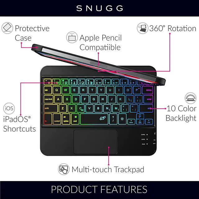 Alt view image 3 of 7 - iPad Mini 6 Case with Keyboard, 7 Color Backlit, 360° Rotate, Sensitive Touchpad, Type-C Rechargeable, Wireless keyboard Case for iPad Mini 6th Generation 8.3 inch 2021