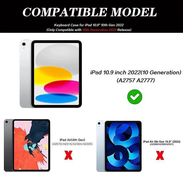 Alt view image 2 of 7 - Touch Case with Keyboard for iPad 10th Generation 10.9 inch 2022, Trackpad - 360° Rotatable - Wireless Backlit Keyboard Case with Pencil Holder for iPad 10th Gen 10.9" 2022