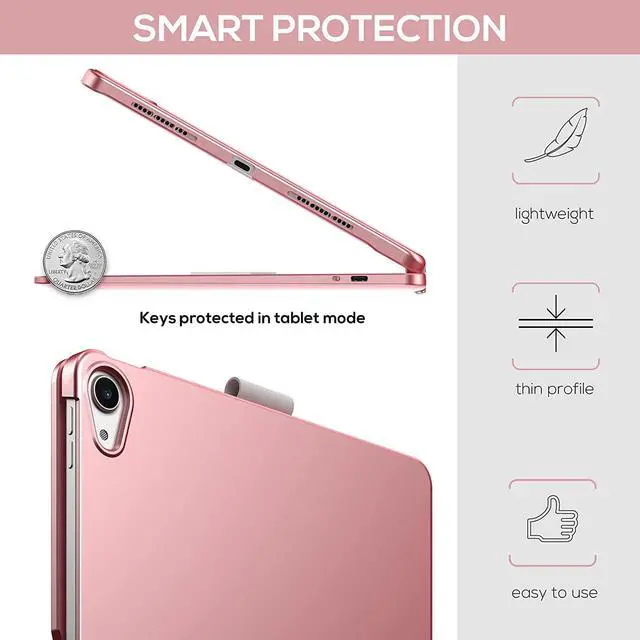 Alt view image 6 of 7 - Touch Case with Keyboard for iPad 10th Generation 10.9 inch 2022, Trackpad - 360° Rotatable - Wireless Backlit Keyboard Case with Pencil Holder for iPad 10th Gen 10.9" 2022 Rose Gold