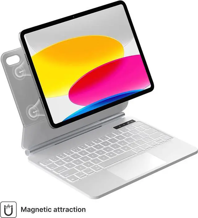 Alt view image 2 of 7 - Magnetic Floating Keyboard Case for iPad 10th Generation 10.9 inch 2022, Slim Wireless Bluetooth Keyboard Cover with Multi-Touch Trackpad, Backlight for Apple iPad 10 Gen 10.9" 2022 White