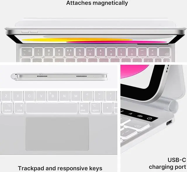 Alt view image 6 of 7 - Magnetic Floating Keyboard Case for iPad 10th Generation 10.9 inch 2022, Slim Wireless Bluetooth Keyboard Cover with Multi-Touch Trackpad, Backlight for Apple iPad 10 Gen 10.9" 2022 White