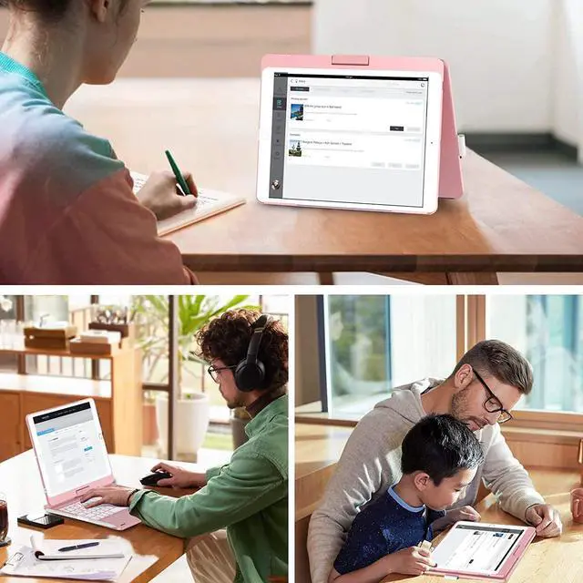 Alt view image 6 of 7 - iPad 9th Generation 10.2 inch Keyboard Case with Touchpad, Rotatable Backlit Keyboard with Pencil Holder for 10.2 inch iPad 9th Gen 2021/ 8th Gen 2020/ 7th Gen 2019 / iPad Air 3 / Pro 10.5 Rose Gold