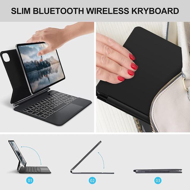 Alt view image 6 of 7 - Magic Keyboard Case for iPad Air 5th 4th Generation 2022 2020, iPad Pro 11 inch 2022 2021 2020 2018, Wireless Backlit Keyboard with Smart Trackpad for iPad Air 5th 4th Gen, iPad Pro 11 4th 3rd 2nd 1st