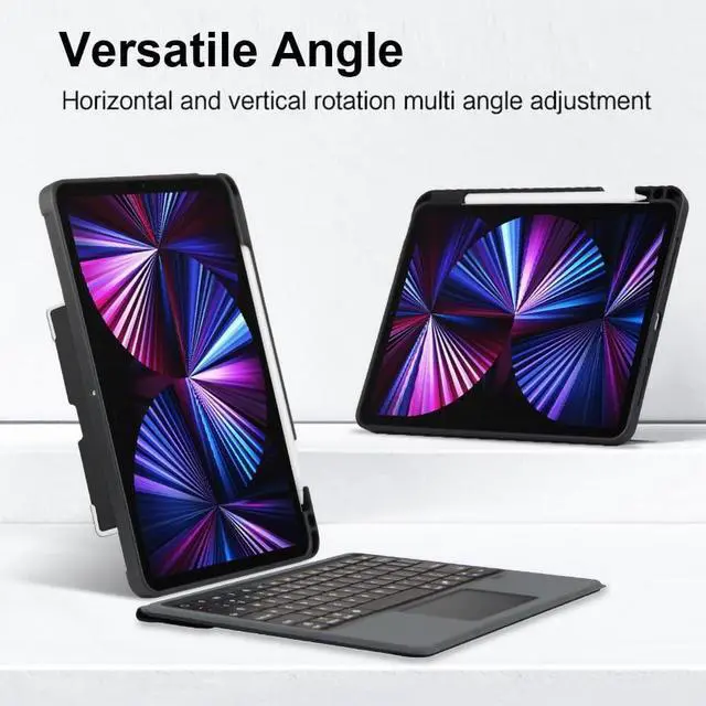 Alt view image 3 of 7 - Touchpad Keyboard Case for iPad Pro 11 inch 4th / 3rd / 2nd / 1st 2022 / 2021 / 2020 / 2018, iPad Air 5th / 4th 10.9 inch 2022 / 2021 with Pencil Holder, 7 Colors 7 Colors Backlit Wireless Keyboard