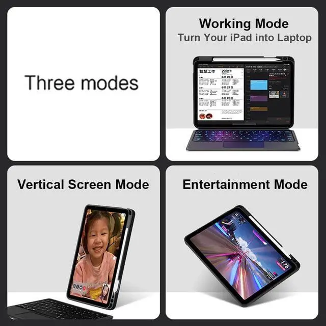 Alt view image 5 of 7 - Wireless Keyboard Case with Touchpad for iPad Pro 12.9 inch 6th Generation 2022 / iPad Pro 12.9 inch 5th Gen 2021 / 4th Gen 2020 / 3rd Gen 2018, 7 Colors Backlit, Pencil Holder