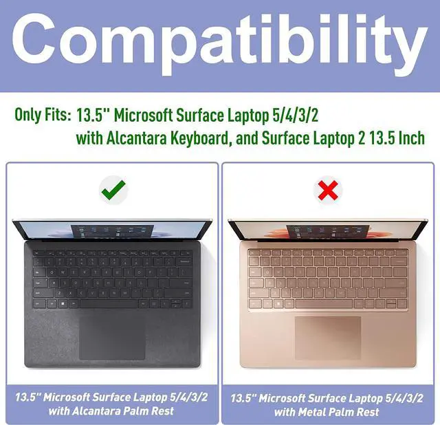 Alt view image 2 of 7 - Slim Case for 13.5 inch Microsoft Surface Laptop 5 / 4 / 3 / 2 with Alcantara Palm Rest, Matte Protective Case Hard Shell Laptop Cover with Transparent Keyboard Cover Skin Matte Transparent