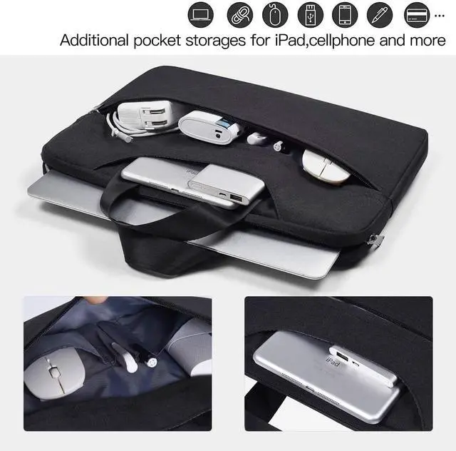 Alt view image 4 of 7 - Universal 11 12 inch Laptop Bag, Computer Bag, Water Resistant Laptop Briefcase, Laptop Case Sleeve with Shoulder Strap for MacBook Acer Lenovo HP Dell Samsung