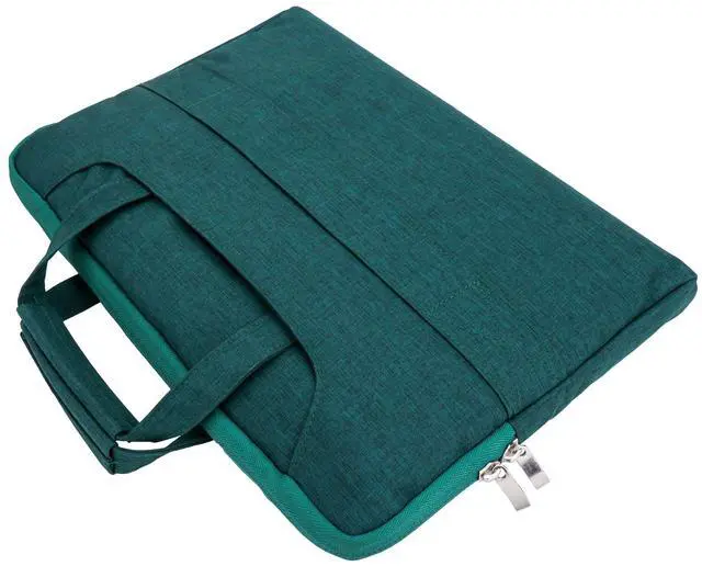 Alt view image 4 of 7 - Universal 11 12 inch Laptop Bag, Computer Bag, Water Resistant Laptop Briefcase, Laptop Case Sleeve with Shoulder Strap for MacBook Acer Lenovo HP Dell Samsung Dark Green