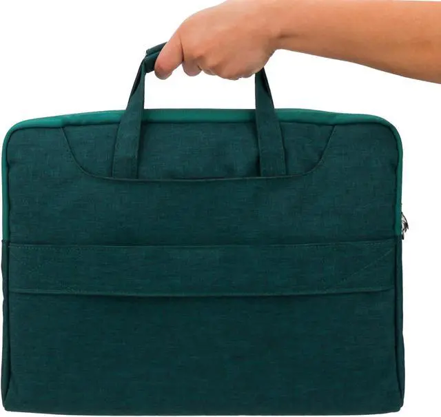 Alt view image 3 of 7 - Universal 11 12 inch Laptop Bag, Computer Bag, Water Resistant Laptop Briefcase, Laptop Case Sleeve with Shoulder Strap for MacBook Acer Lenovo HP Dell Samsung Dark Green