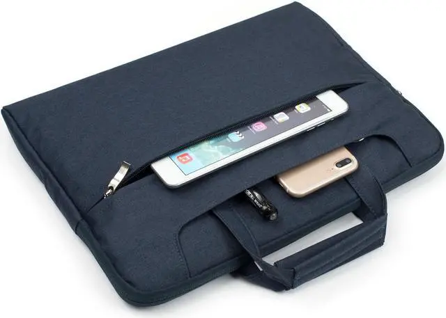 Alt view image 3 of 5 - Universal 11 12 inch Laptop Bag, Computer Bag, Water Resistant Laptop Briefcase, Laptop Case Sleeve with Shoulder Strap for MacBook Acer Lenovo HP Dell Samsung Navy Blue