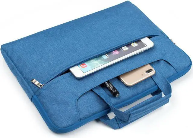 Alt view image 2 of 5 - Universal 11 12 inch Laptop Bag, Computer Bag, Water Resistant Laptop Briefcase, Laptop Case Sleeve with Shoulder Strap for MacBook Acer Lenovo HP Dell Samsung Denim Blue