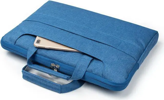 Alt view image 3 of 5 - Universal 11 12 inch Laptop Bag, Computer Bag, Water Resistant Laptop Briefcase, Laptop Case Sleeve with Shoulder Strap for MacBook Acer Lenovo HP Dell Samsung Denim Blue