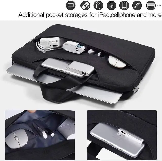 Alt view image 4 of 7 - Universal 11 12 13 14 15 16 inch Laptop Bag, Computer Bag, Water Resistant Laptop Briefcase, Laptop Case Sleeve with Shoulder Strap for MacBook Acer Lenovo HP Dell Samsung