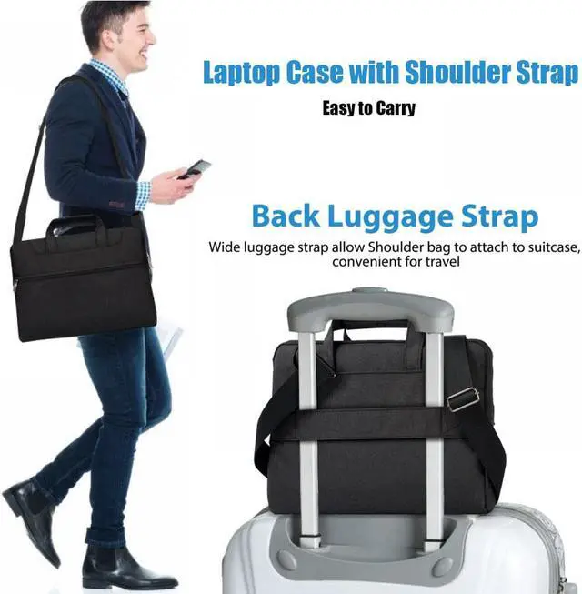 Alt view image 7 of 7 - Universal 11 12 13 14 15 16 inch Laptop Bag, Computer Bag, Water Resistant Laptop Briefcase, Laptop Case Sleeve with Shoulder Strap for MacBook Acer Lenovo HP Dell Samsung