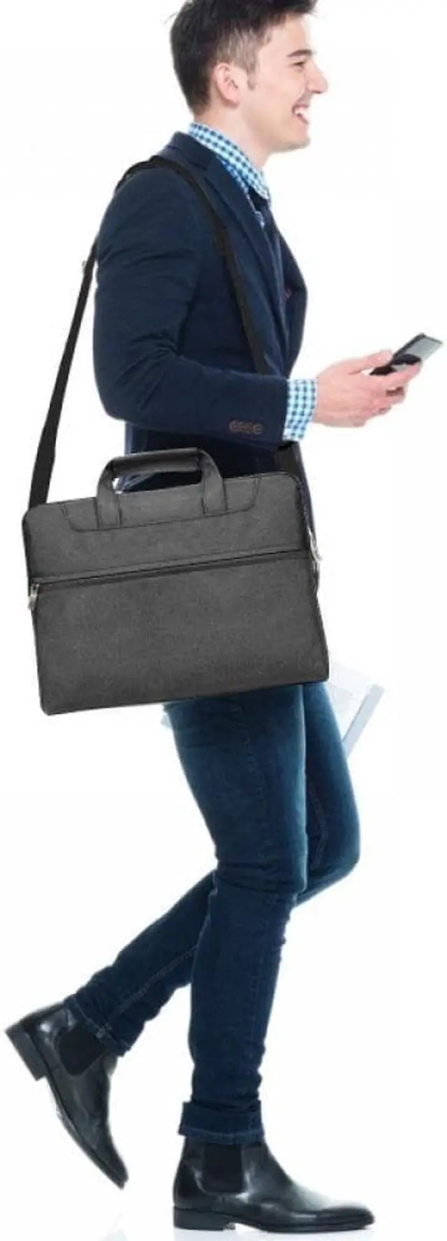Alt view image 6 of 6 - Universal 11 12 13 14 15 16 inch Laptop Bag, Computer Bag, Water Resistant Laptop Briefcase, Laptop Case Sleeve with Shoulder Strap for MacBook Acer Lenovo HP Dell Samsung
