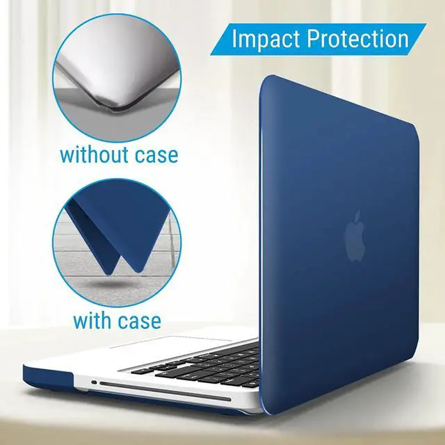 Alt view image 4 of 7 - Compatible with MacBook Pro 13 Inch case A1278 Release 2012-2008, Plastic Hard Shell Case with Keyboard Cover for Apple Old Version Mac Pro 13 with CD-ROM Navy Blue