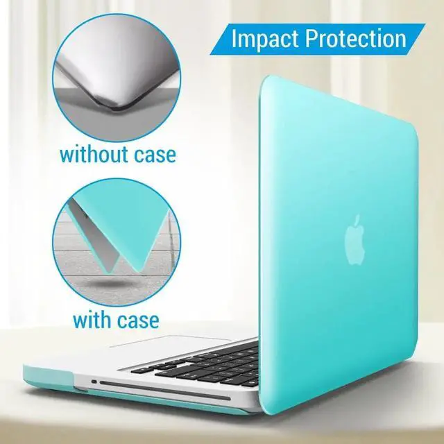 Alt view image 4 of 6 - Compatible with MacBook Pro 13 Inch case A1278 Release 2012-2008, Plastic Hard Shell Case with Keyboard Cover for Apple Old Version Mac Pro 13 with CD-ROM Turquoise