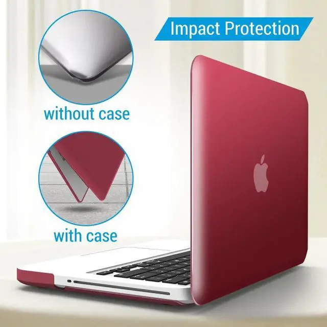 Alt view image 4 of 6 - Compatible with MacBook Pro 13 Inch case A1278 Release 2012-2008, Plastic Hard Shell Case with Keyboard Cover for Apple Old Version Mac Pro 13 with CD-ROM Matte Transparent Wine Red