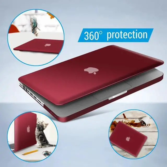 Alt view image 5 of 6 - Compatible with MacBook Pro 13 Inch case A1278 Release 2012-2008, Plastic Hard Shell Case with Keyboard Cover for Apple Old Version Mac Pro 13 with CD-ROM Matte Transparent Wine Red