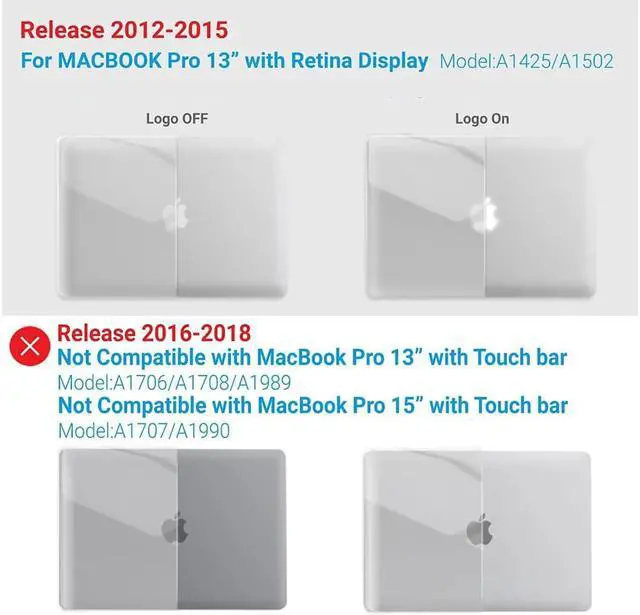 Alt view image 3 of 7 - Compatible with MacBook Pro 13 Inch Case 2015 2014 2013 end 2012 Model A1502 A1425, Hard Shell Case with Keyboard Cover for Old Version Apple Mac Pro Retina 13 Crystal Clear