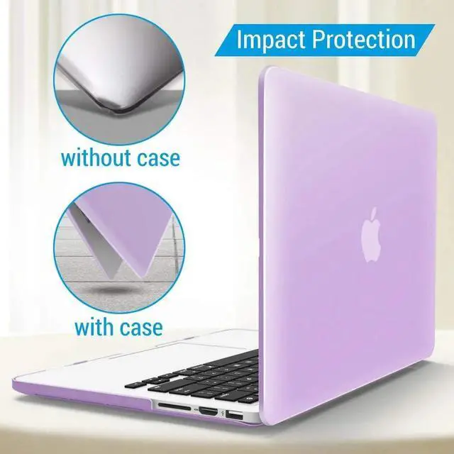Alt view image 6 of 7 - Compatible with MacBook Pro 13 Inch Case 2015 2014 2013 end 2012 Model A1502 A1425, Hard Shell Case with Keyboard Cover for Old Version Apple Mac Pro Retina 13 Matte Transparent Purple