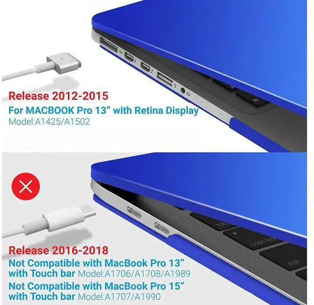 Alt view image 5 of 7 - Compatible with MacBook Pro 13 Inch Case 2015 2014 2013 end 2012 Model A1502 A1425, Hard Shell Case with Keyboard Cover for Old Version Apple Mac Pro Retina 13 Matte Transparent Blue