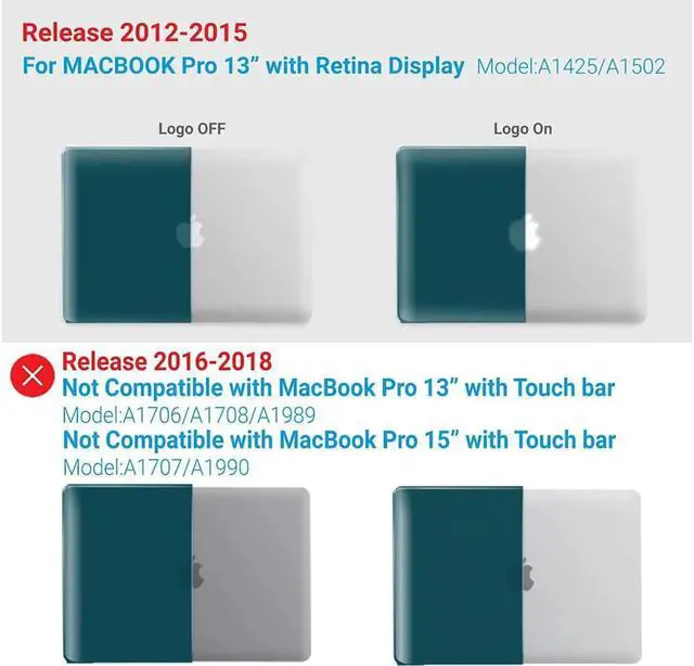 Alt view image 3 of 7 - Compatible with MacBook Pro 13 Inch Case 2015 2014 2013 end 2012 Model A1502 A1425, Hard Shell Case with Keyboard Cover for Old Version Apple Mac Pro Retina 13 Matte Transparent Dark Green
