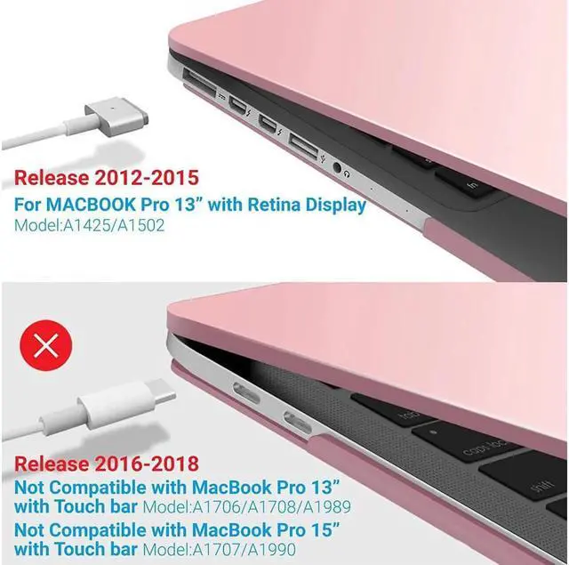 Alt view image 3 of 7 - Compatible with MacBook Pro 13 Inch Case 2015 2014 2013 end 2012 Model A1502 A1425, Hard Shell Case with Keyboard Cover for Old Version Apple Mac Pro Retina 13 Matte Transparent Pink