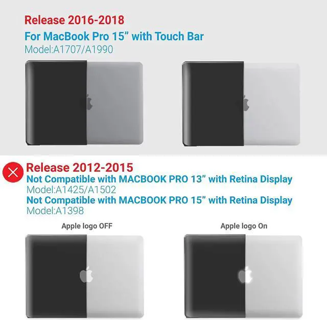 Alt view image 3 of 7 - Compatible with MacBook Pro 15 Inch Case 2019 2018 2017 2016 A1990 A1707, Hard Shell Case with Keyboard Cover & Type C Adapter for Mac Pro 15 Touch Bar