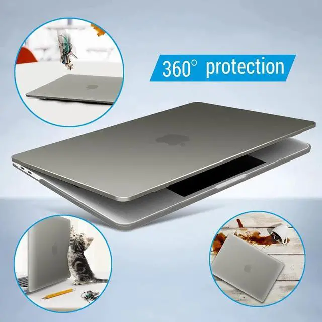 Alt view image 7 of 7 - Compatible with MacBook Pro 15 Inch Case 2019 2018 2017 2016 A1990 A1707, Hard Shell Case with Keyboard Cover & Type C Adapter for Mac Pro 15 Touch Bar Gray