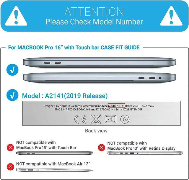 Alt view image 2 of 7 - Compatible with MacBook Pro 16 Inch Case A2141 Release 2020 2019, Hard Shell Case with Keyboard Cover for Old Version Mac Pro 16" Crystal Clear
