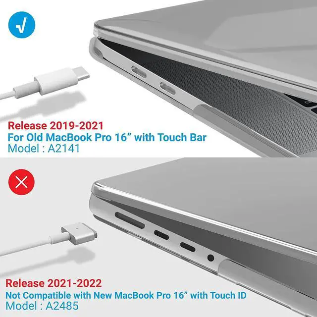 Alt view image 4 of 7 - Compatible with MacBook Pro 16 Inch Case A2141 Release 2020 2019, Hard Shell Case with Keyboard Cover for Old Version Mac Pro 16" Crystal Clear