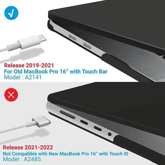 Alt view image 4 of 7 - Compatible with MacBook Pro 16 Inch Case A2141 Release 2020 2019, Hard Shell Case with Keyboard Cover for Old Version Mac Pro 16" Matte Black