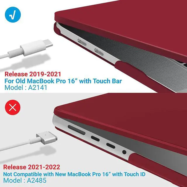 Alt view image 4 of 7 - Compatible with MacBook Pro 16 Inch Case A2141 Release 2020 2019, Hard Shell Case with Keyboard Cover for Old Version Mac Pro 16" Matte Red