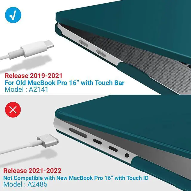Alt view image 4 of 7 - Compatible with MacBook Pro 16 Inch Case A2141 Release 2020 2019, Hard Shell Case with Keyboard Cover for Old Version Mac Pro 16" Dark Green