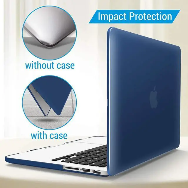 Alt view image 5 of 7 - Protective Hard Case for MacBook Pro 15 inch with Retina Display Model A1398 Shell Cover with Keyboard Skin For Apple MacBook Pro 15.4", 2012-2015 Release Navy Blue