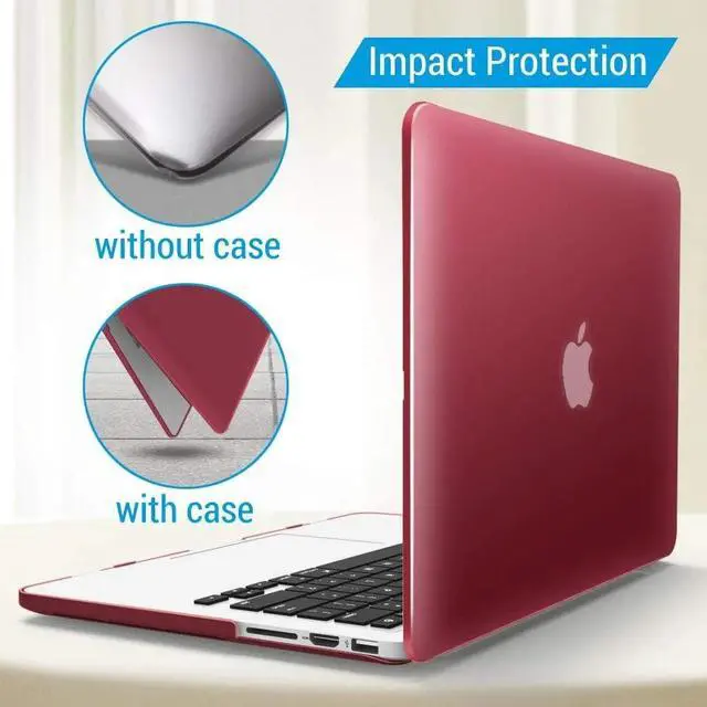 Alt view image 5 of 7 - Compatible with MacBook Pro 13 Inch Retina Case Model A1502 A1425 (Older Version Release 2015 - end 2012), Plastic Hard Shell Case with Keyboard Cover Wine Red