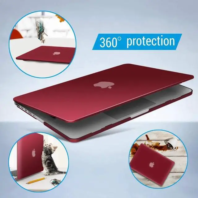 Alt view image 6 of 7 - Compatible with MacBook Pro 13 Inch Retina Case Model A1502 A1425 (Older Version Release 2015 - end 2012), Plastic Hard Shell Case with Keyboard Cover Wine Red