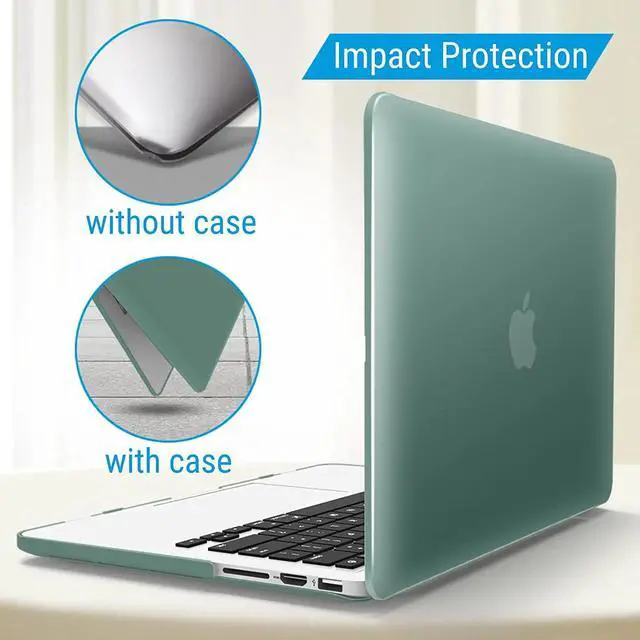 Alt view image 5 of 7 - Compatible with MacBook Pro 13 Inch Retina Case Model A1502 A1425 (Older Version Release 2015 - end 2012), Plastic Hard Shell Case with Keyboard Cover Green