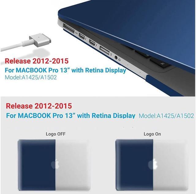 Alt view image 3 of 7 - Compatible with MacBook Pro 13 Inch Retina Case Model A1502 A1425 (Older Version Release 2015 - end 2012), Plastic Hard Shell Case with Keyboard Cover Navy Blue
