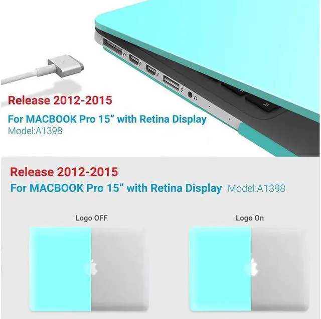 Alt view image 3 of 7 - Protective Hard Case for MacBook Pro 15 inch with Retina Display Model A1398 Shell Cover with Keyboard Skin For Apple MacBook Pro 15.4", 2012-2015 Release Blue