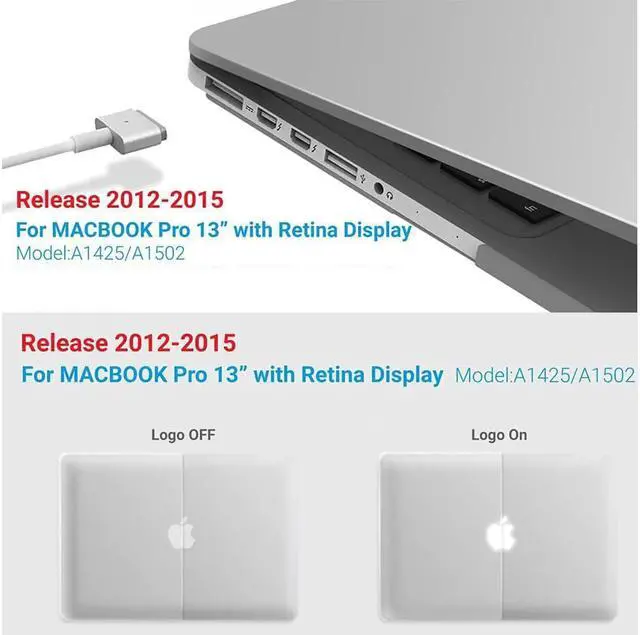 Alt view image 3 of 7 - Compatible with MacBook Pro 13 Inch Retina Case Model A1502 A1425 (Older Version Release 2015 - end 2012), Plastic Hard Shell Case with Keyboard Cover Matte Transparent