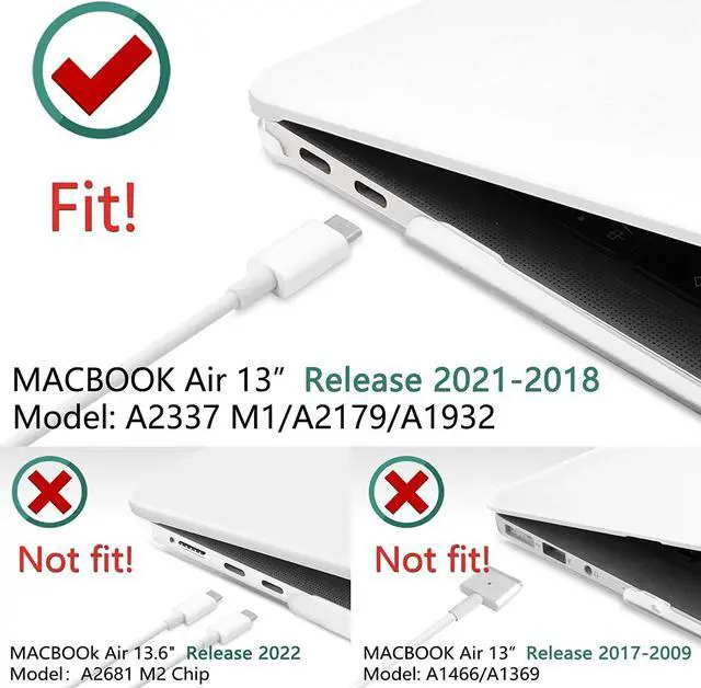Alt view image 5 of 7 - Compatible with MacBook Air 13 inch Case 2022, 2021-2018 Release A2337 M1 A2179 A1932 with Retina Display Touch ID, Plastic Hard Shell with Keyboard Cover Matte Transparent